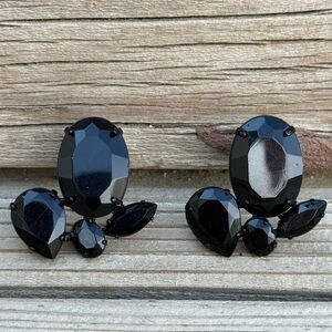 Bundle 3 for 50% off Black Large Faceted Plastic Stone Earrings